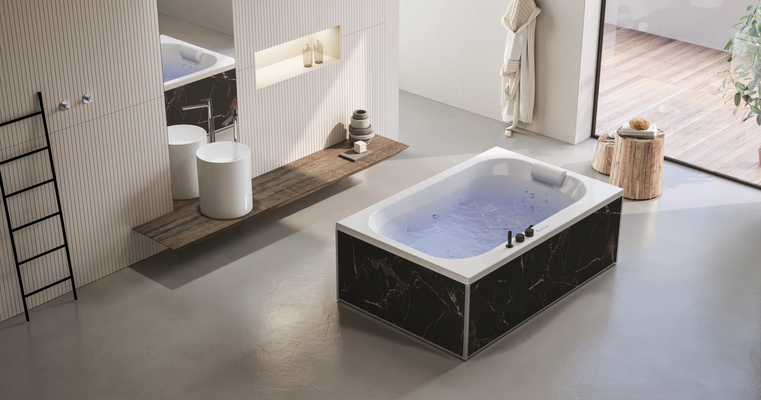 Biocryl acrylic panel return color marbre noir width 70cm