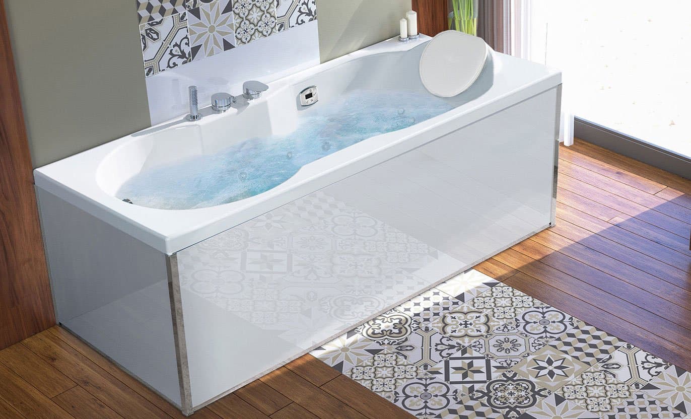 Façade glass bath panel blanc length 160m for rectangular KINEDO bathtubs except STAR and SAMBA